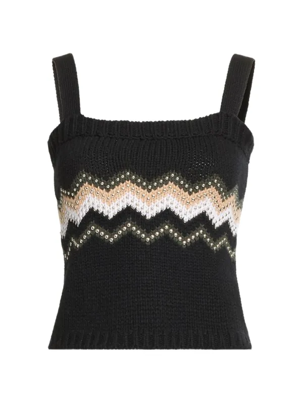 Elie Saab Stud-embellished Knit Top in Black