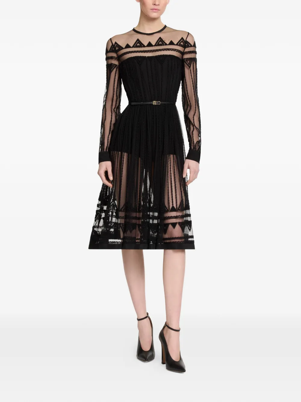 Elie Saab Midi-jurk met pailletten Zwart