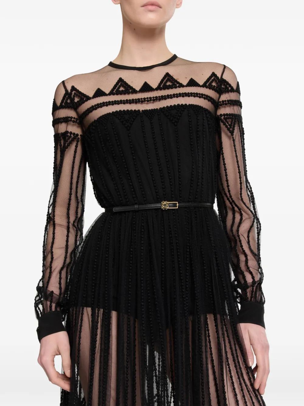 Elie Saab Midi-jurk met pailletten Zwart