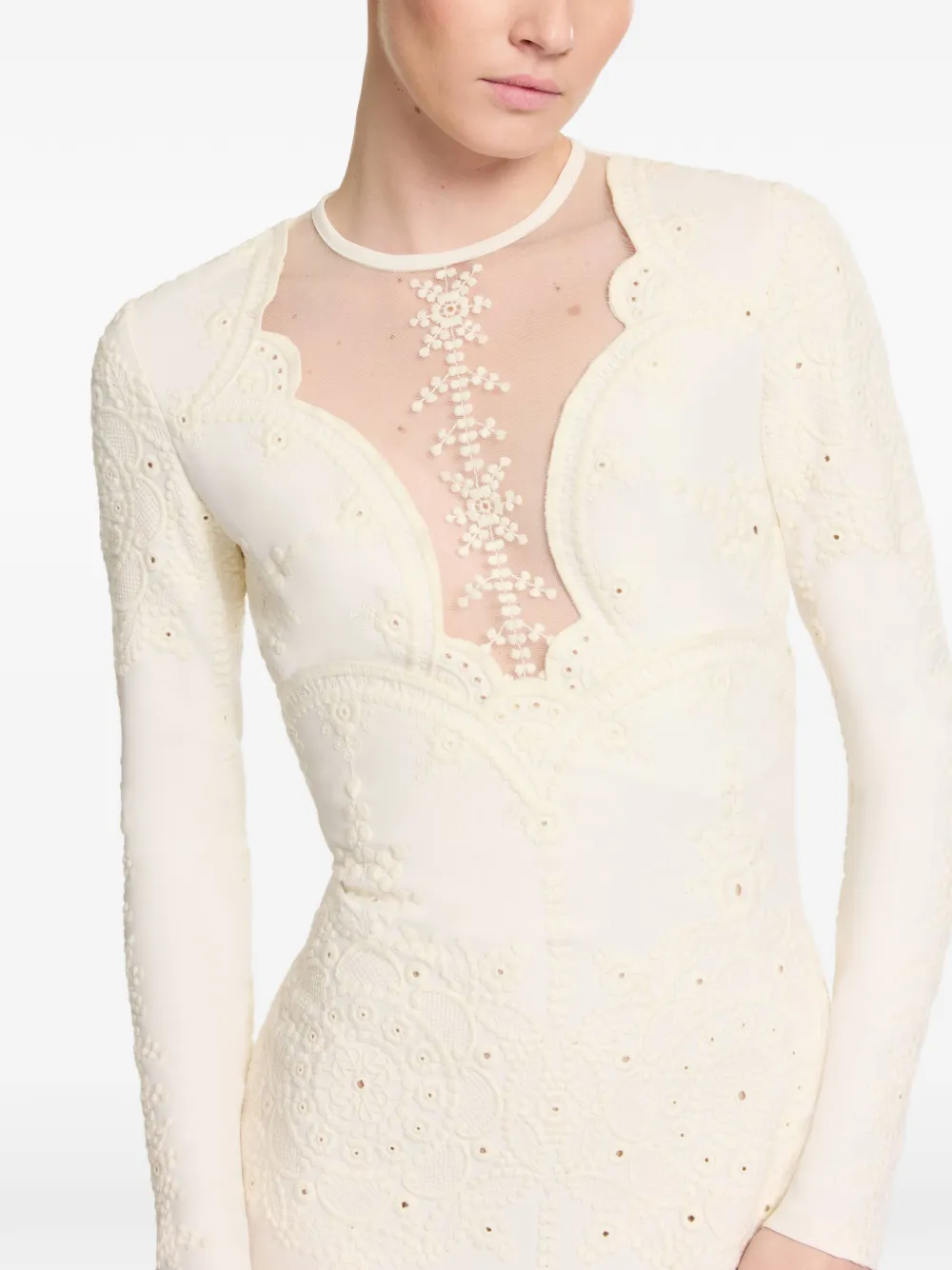 Elie Saab Maxi-jurk met lange mouwen Beige