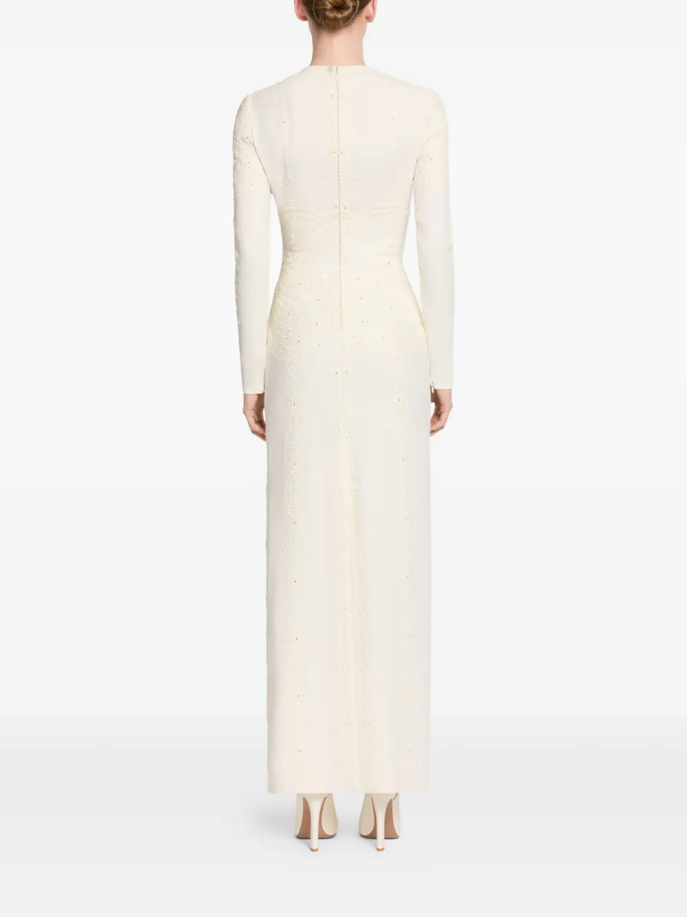 Elie Saab Maxi-jurk met lange mouwen Beige