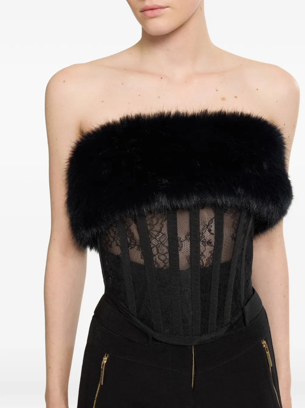 Elie Saab Strapless korset van kant Zwart