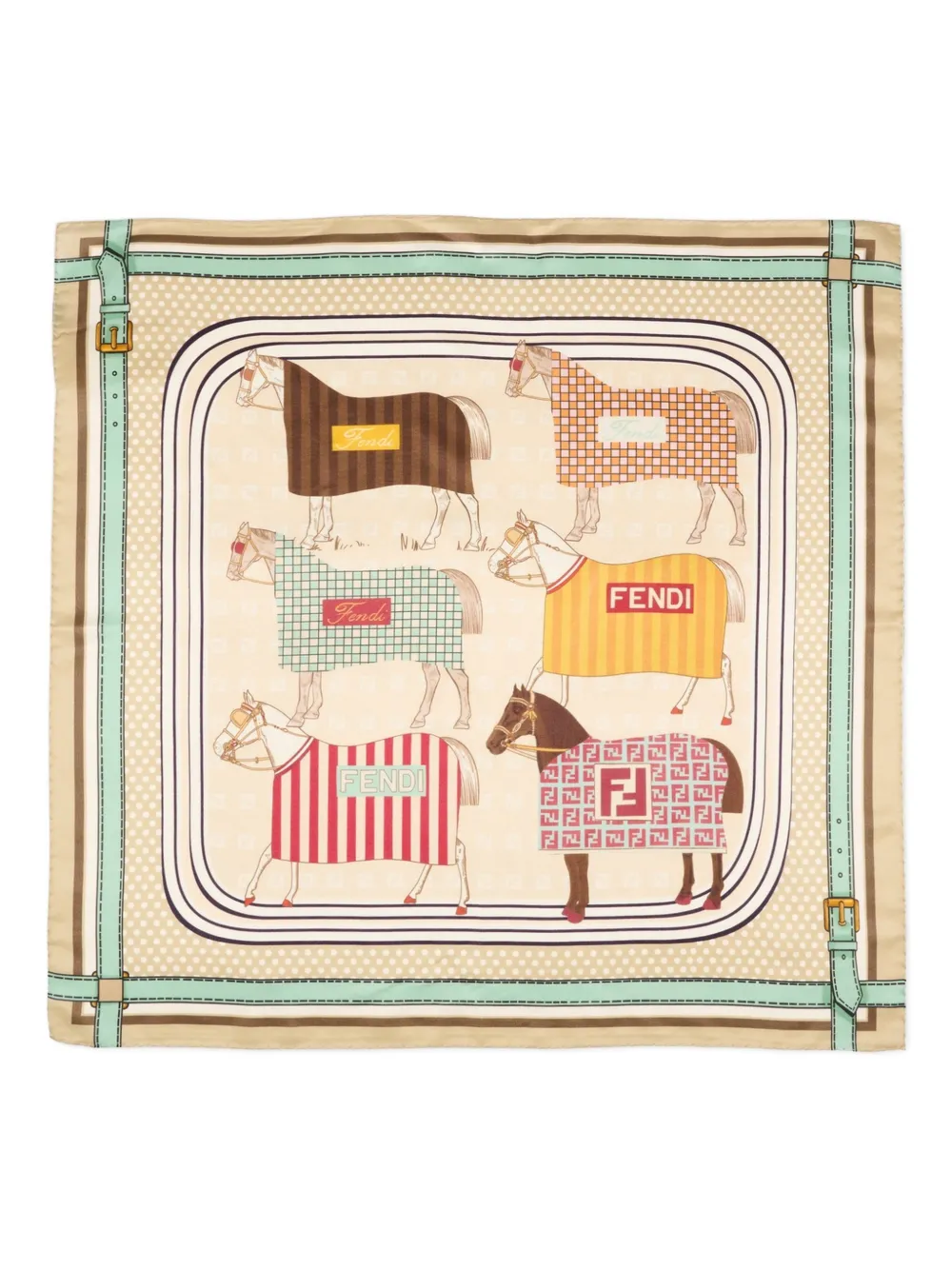 Fendi Kids horse-print scarf - Toni neutri