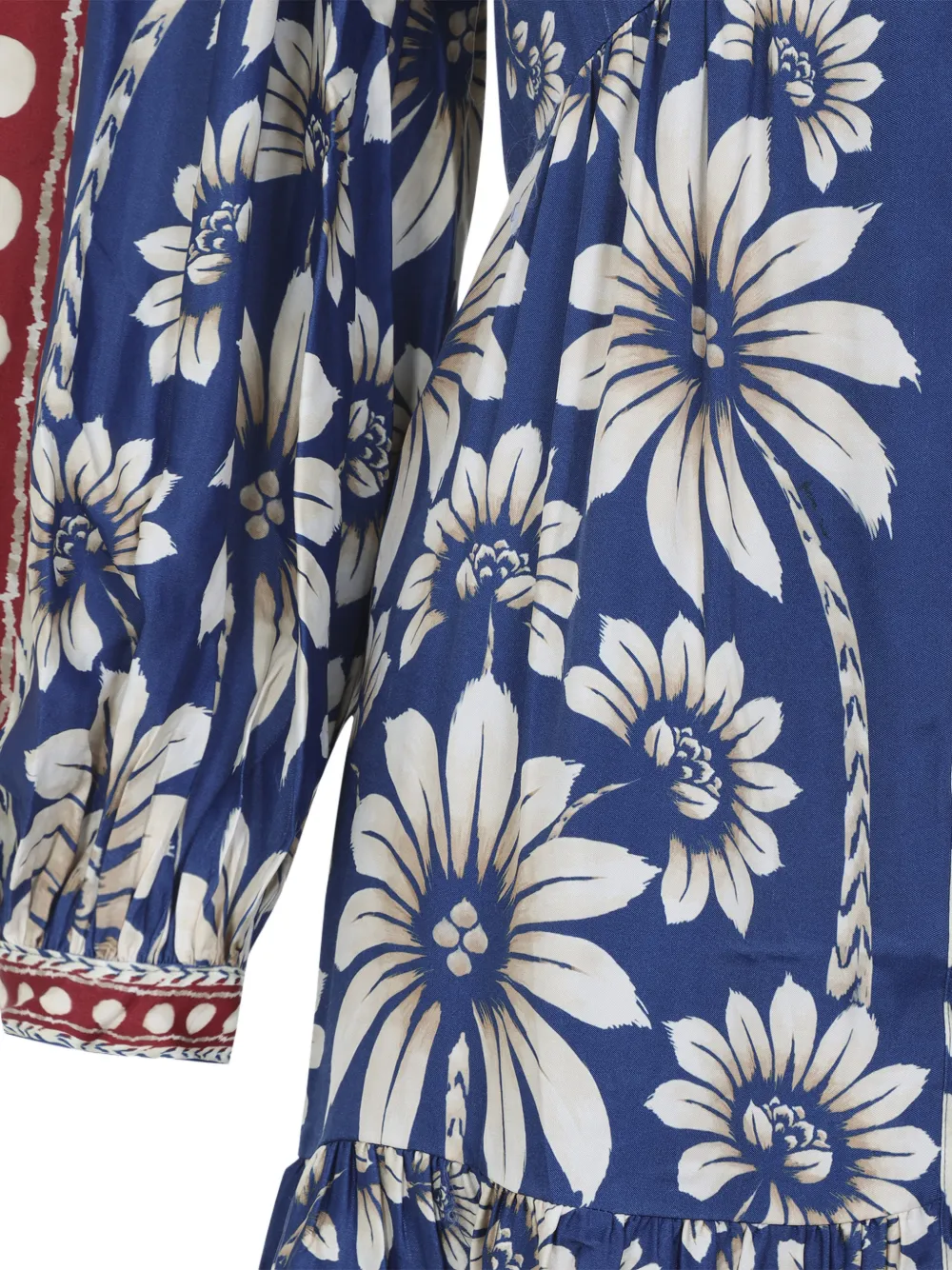 FARM Rio Jurk met knoop en bloemenprint Blauw
