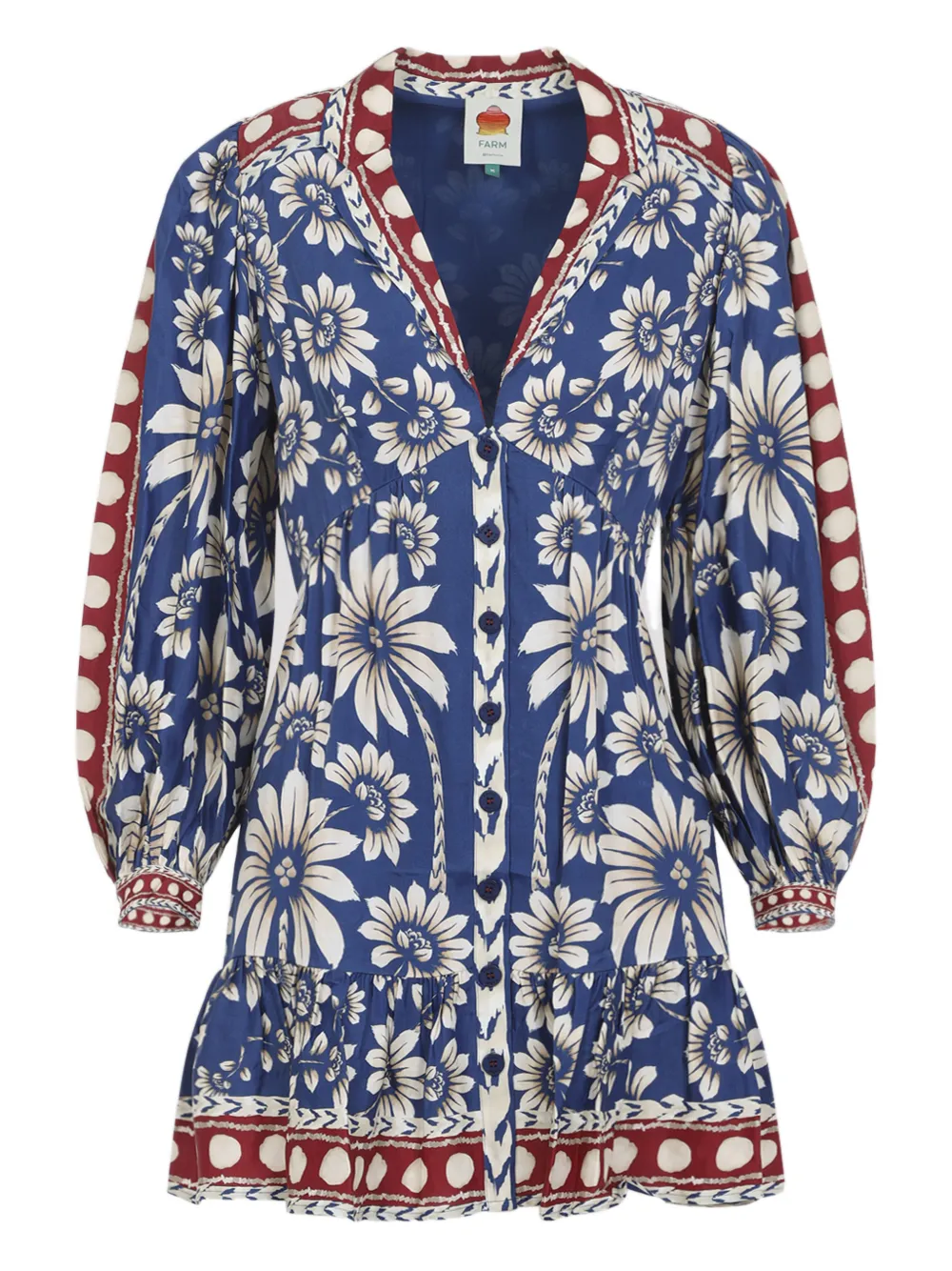 FARM Rio floral button dress - Blu