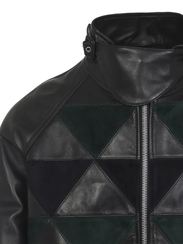 Lanvin geometric-panel Leather Jacket | Black | FARFETCH