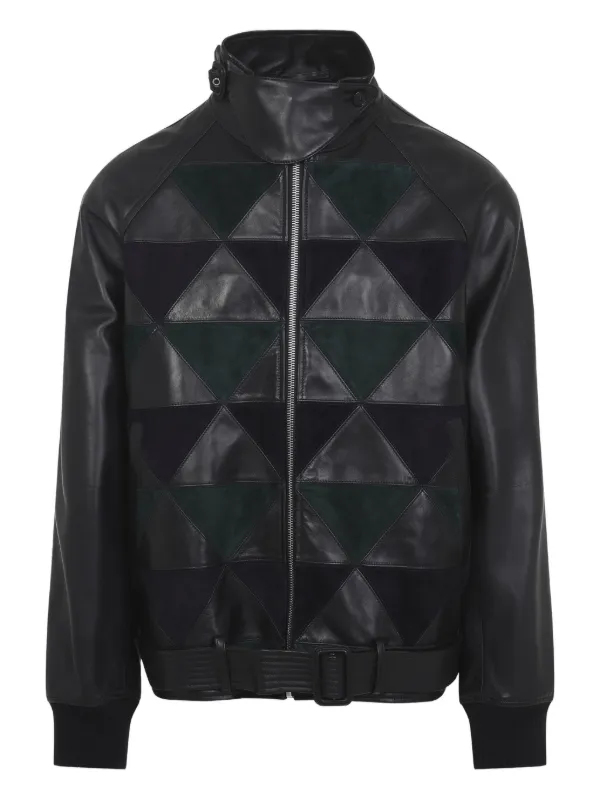 Lanvin geometric-panel Leather Jacket | Black | FARFETCH