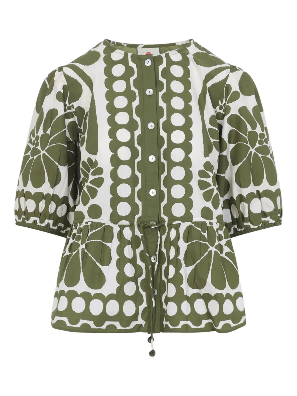 FARM Rio floral print buttoned top - Bianco