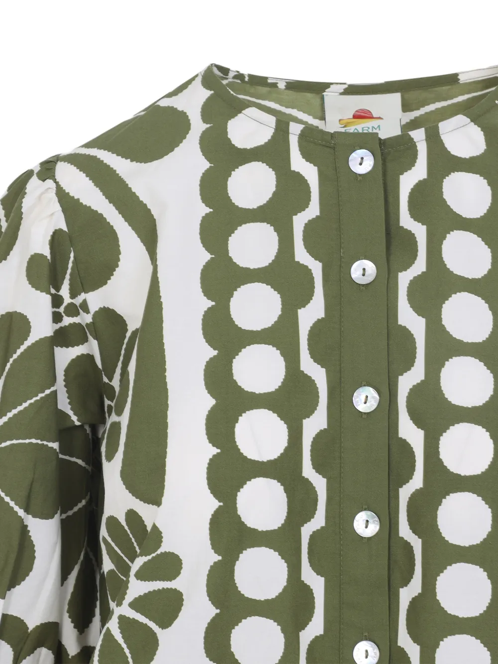 FARM Rio Top met bloemenprint en knopen Wit