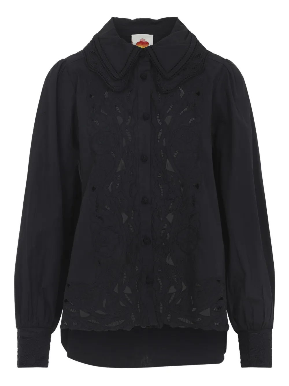 FARM Rio cut-out scalloped blouse - Nero