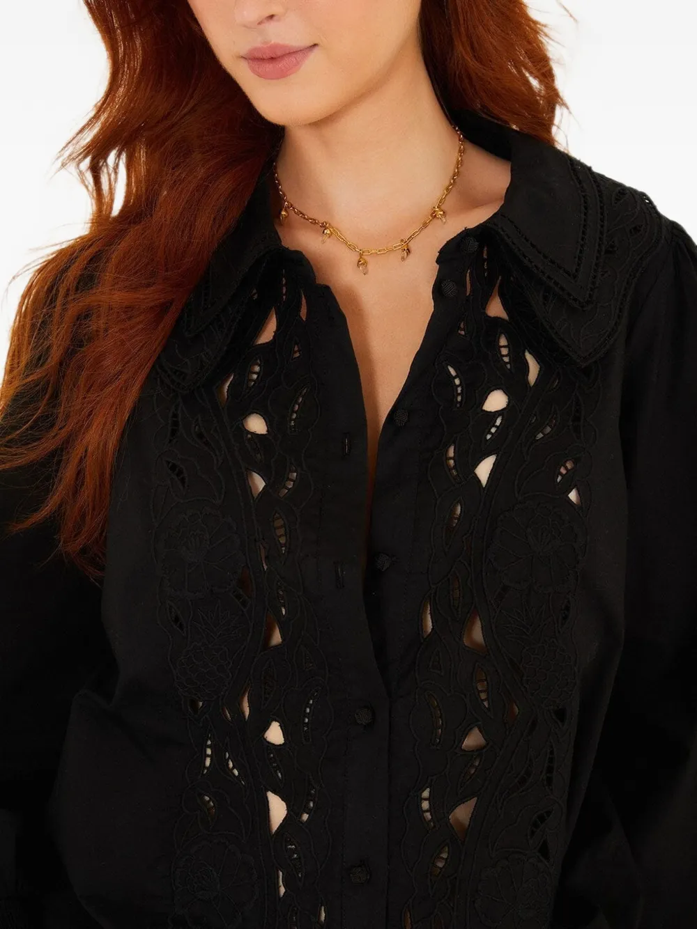 FARM Rio Gewelfde blouse met uitgesneden details Zwart