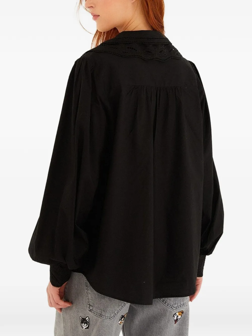 FARM Rio Gewelfde blouse met uitgesneden details Zwart