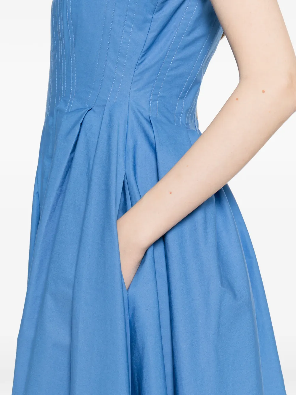 Sportmax Giro maxi-jurk met vierkante hals en A-lijn Blauw