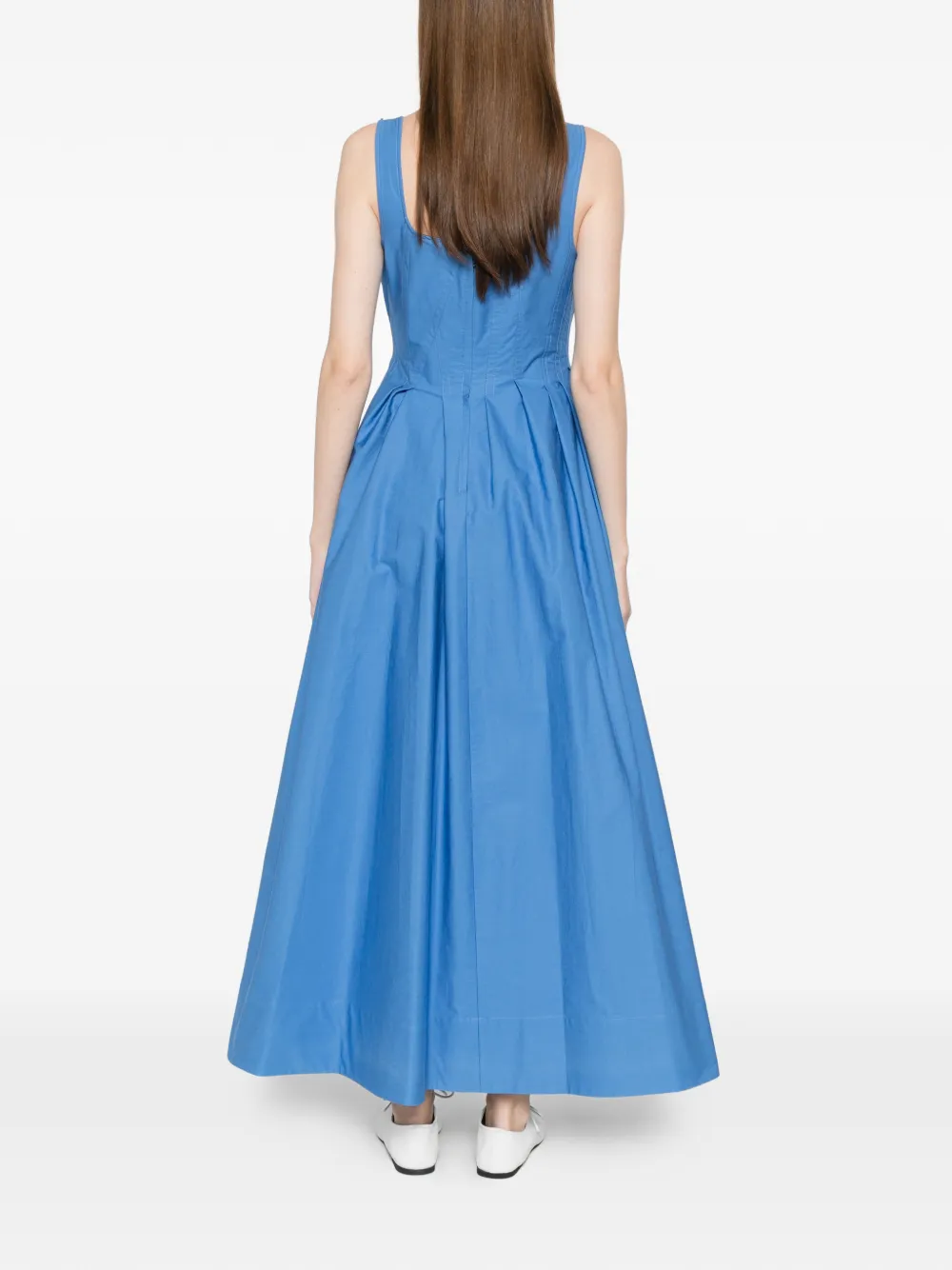 Sportmax Giro maxi-jurk met vierkante hals en A-lijn Blauw