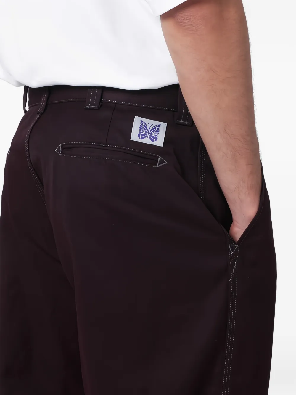 Needles Broek van katoenblend Paars