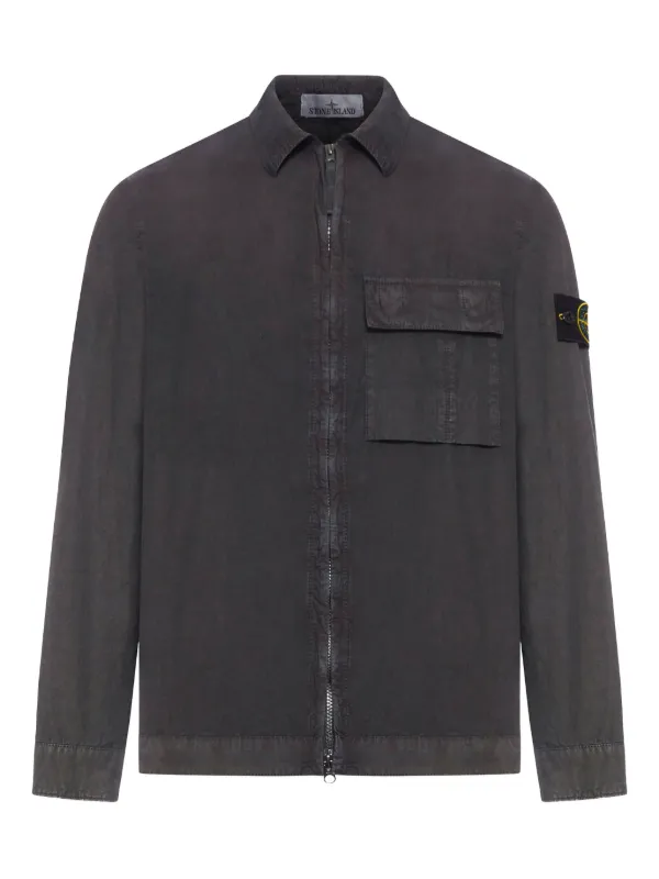 Stone Island ジップアップ オーバーシャツ | ブラック | FARFETCH JP