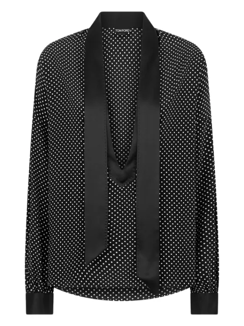 TOM FORD Lavalliere polka dot tuxedo blouse