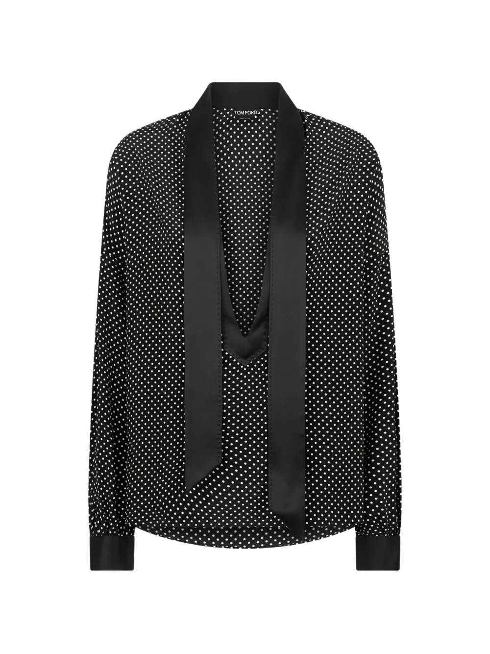 TOM FORD Lavalliere polka dot tuxedo blouse - Nero