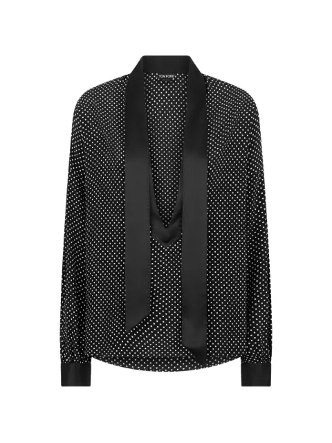 TOM FORD Lavalliere Smoking-Bluse mit Polka Dots