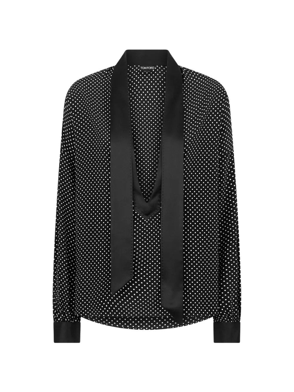 TOM FORD Lavalliere polka dot tuxedo blouse - Nero