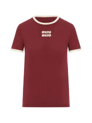 Miu Miu Cotton Jersey T-shirt | Red | FARFETCH BN