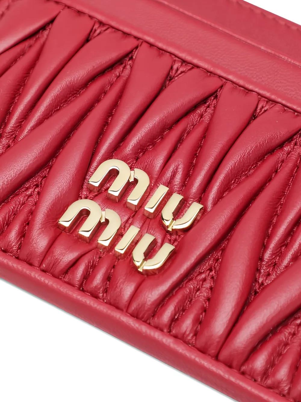  Miu Miu Logo Quilted Cardholder - Red 