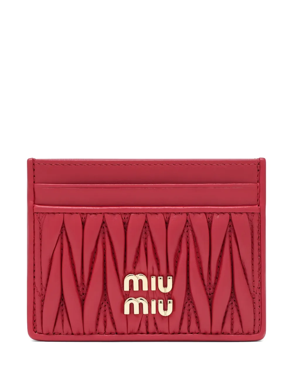 Miu Miu Portacarte trapuntato con logo - Rosso