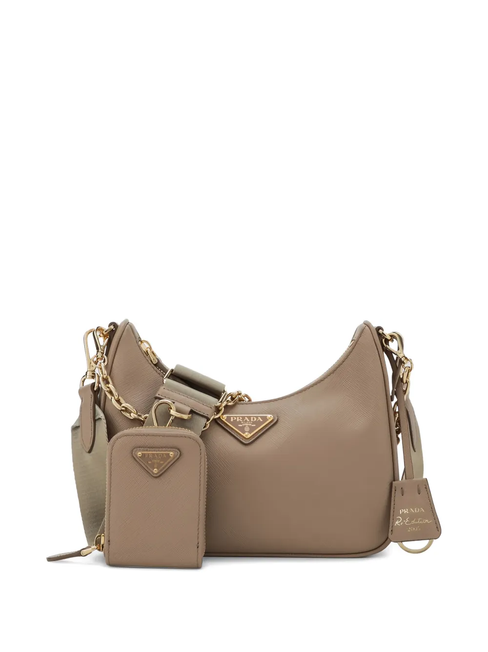 Prada Umhängetasche mit Kettenriemen - Nude