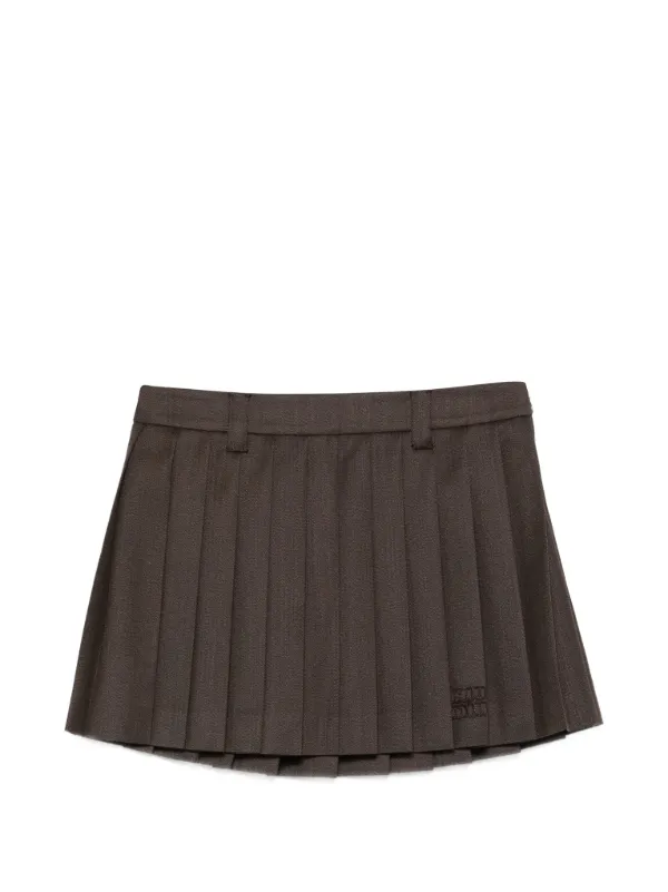 Miu Miu Pleated Brown Skirt