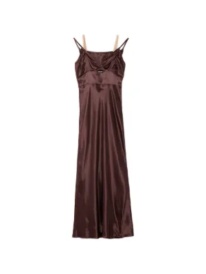 brown miu miu dress MIU MIU Midi sleeveless Dress BROWN