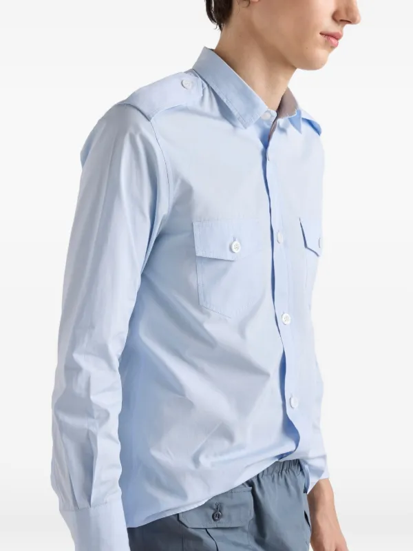 Prada flap-pocket Cotton Shirt | Blue | FARFETCH