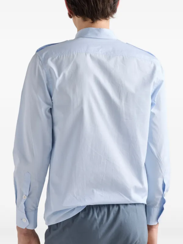 Prada flap-pocket Cotton Shirt | Blue | FARFETCH