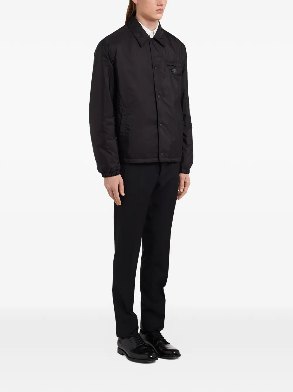  Prada Shirt-collar Buttoned Jacket - Black 
