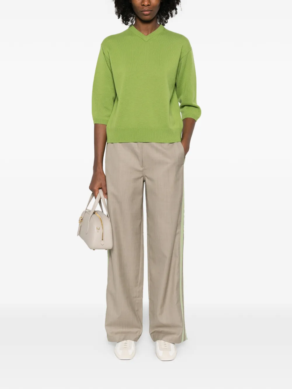  6397 V-neck Sweater - Green 