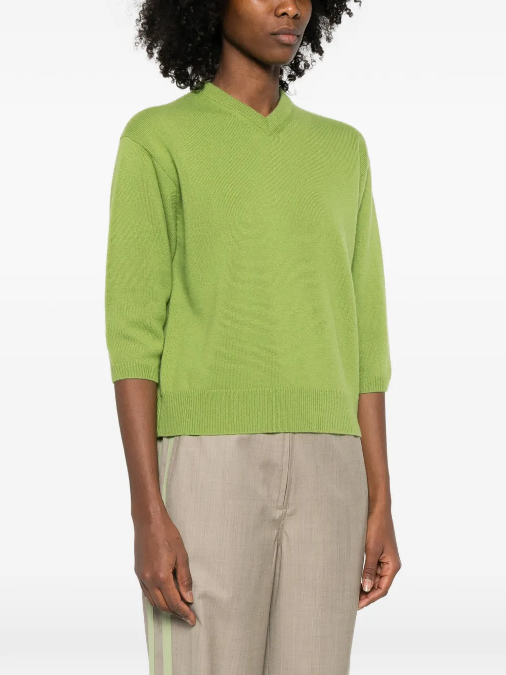  6397 V-neck Sweater - Green 