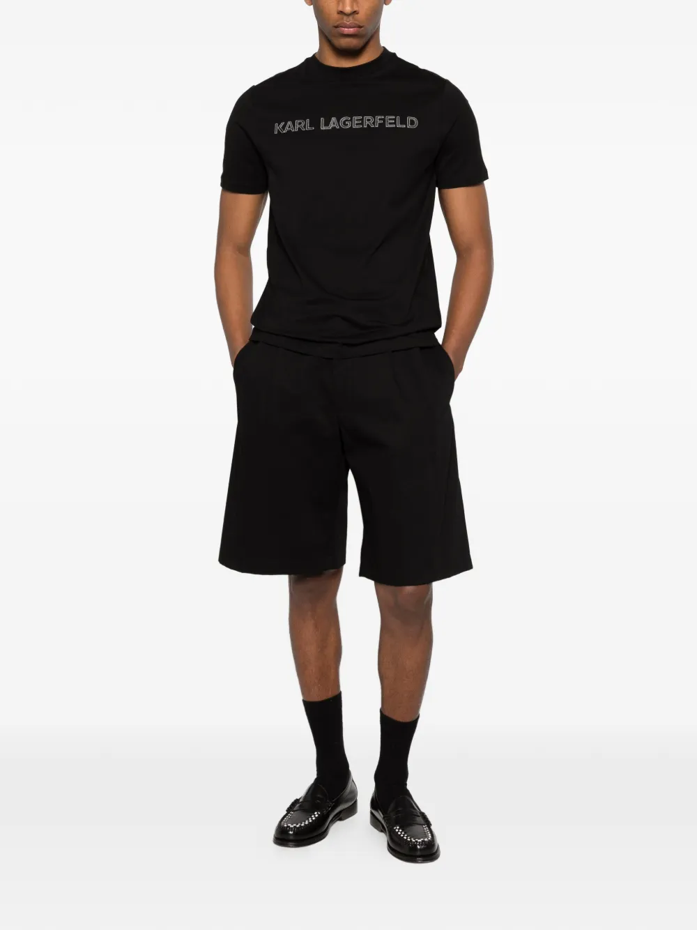 Karl Lagerfeld T-shirt met logopatroon Zwart