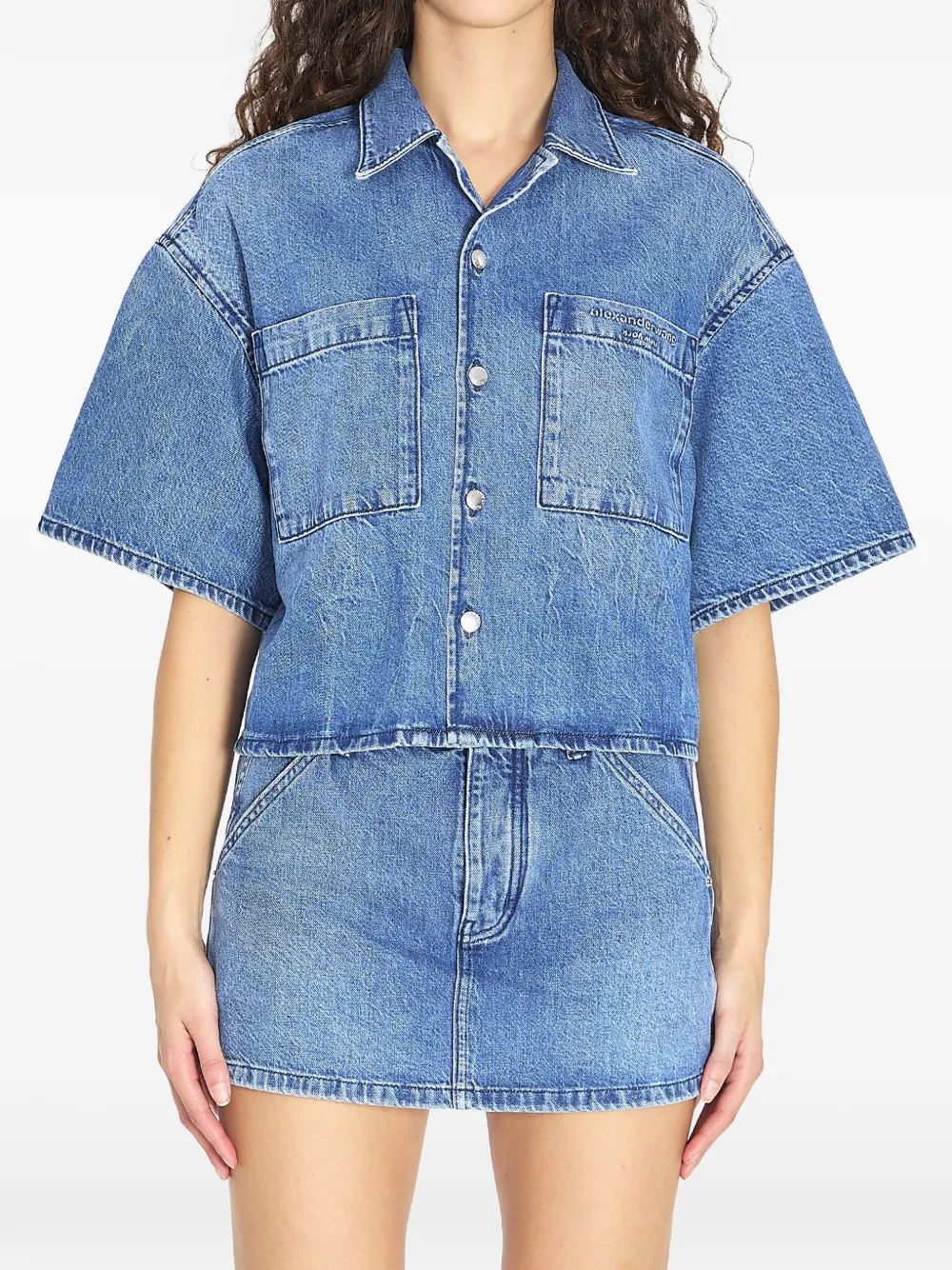 Alexander Wang patch-pocket denim shirt - Blu