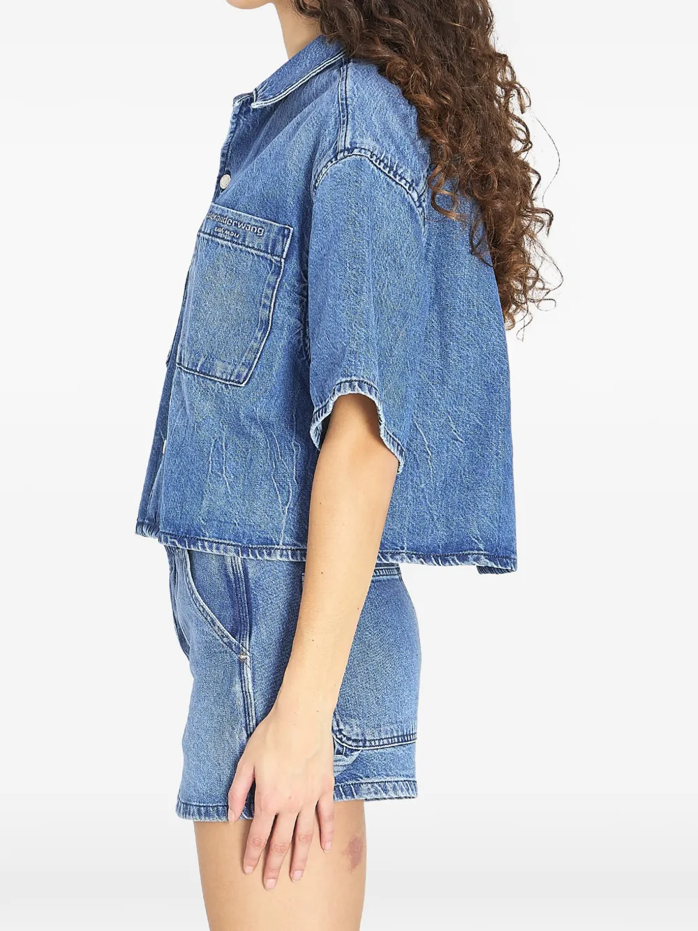 Alexander Wang Cropped spijkerblouse Blauw