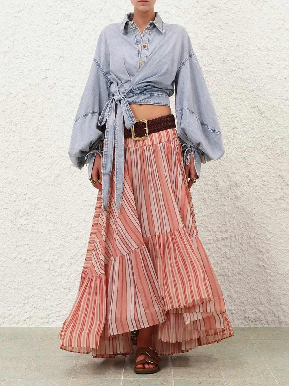 ZIMMERMANN Rebellion bohemian midi-rok Roze