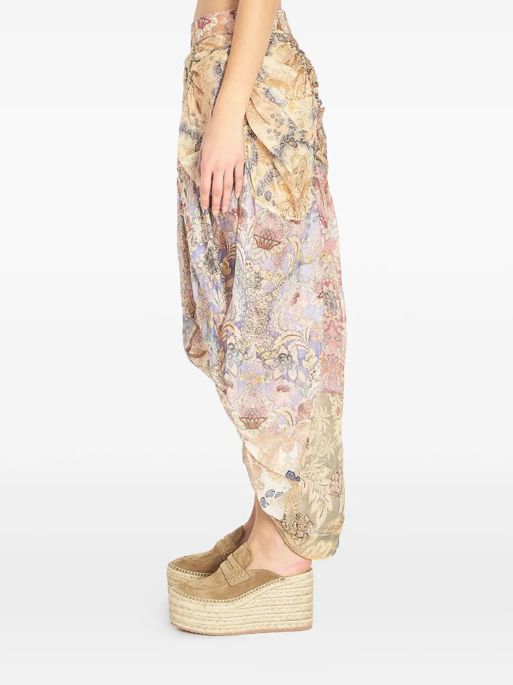 ZIMMERMANN Rebellion floral asymmetric skirt - Beige