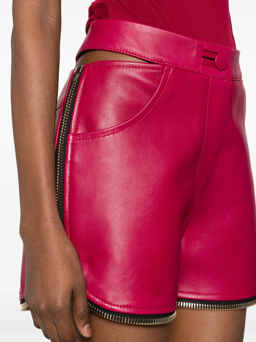 MITILIANE COUTURE Leren shorts met rits Roze
