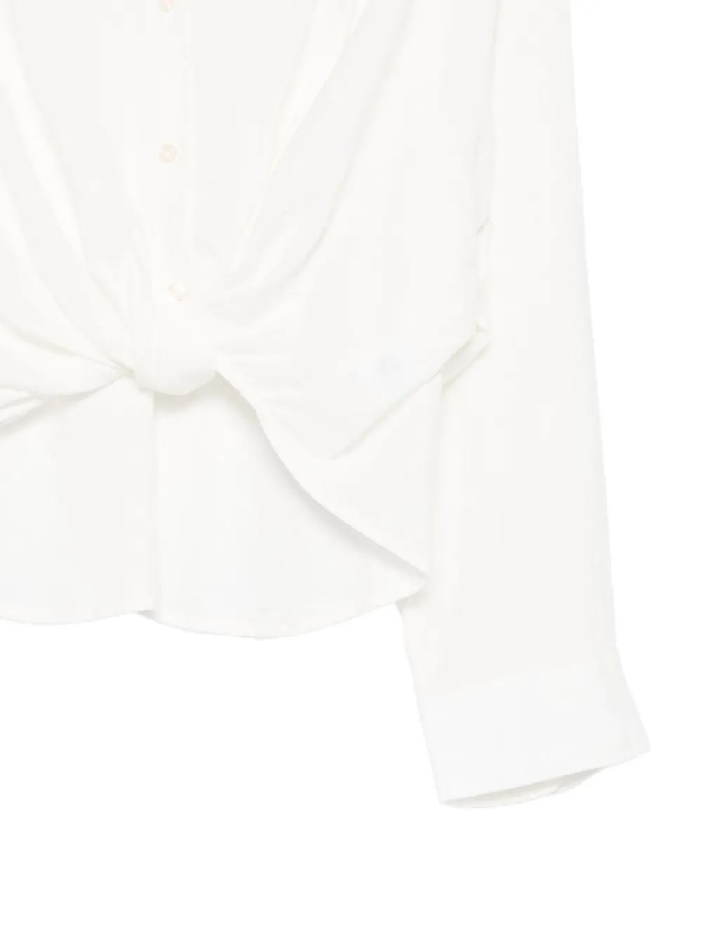  Denimist Knot-front Long-sleeve Shirt - White 
