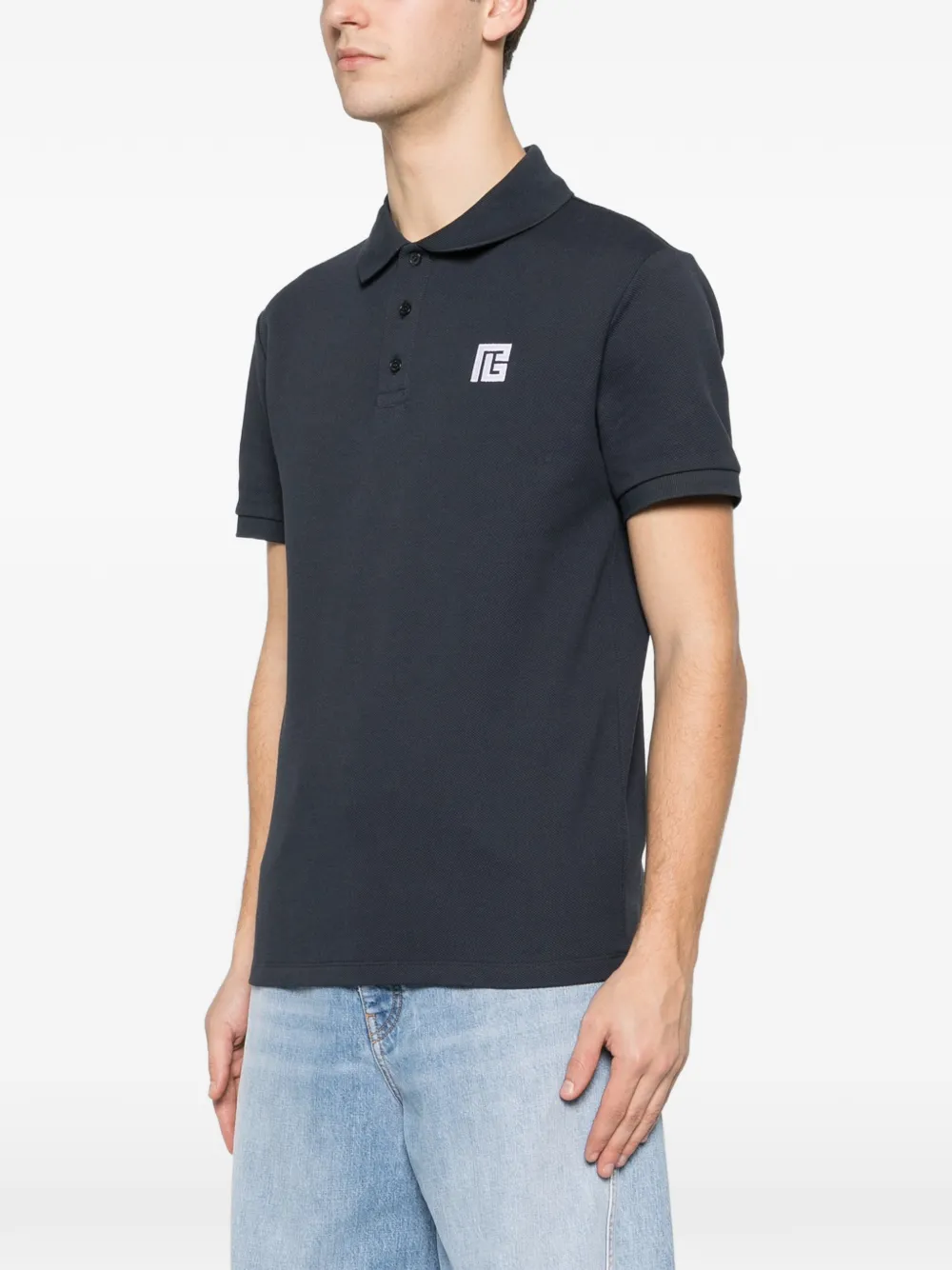 Balmain Poloshirt met logo Blauw