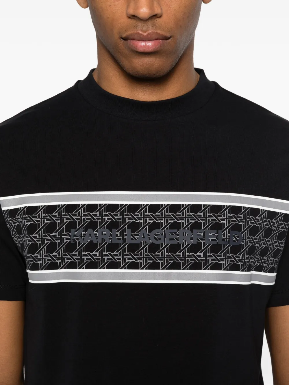 Karl Lagerfeld T-shirt met logo-reliëf Blauw