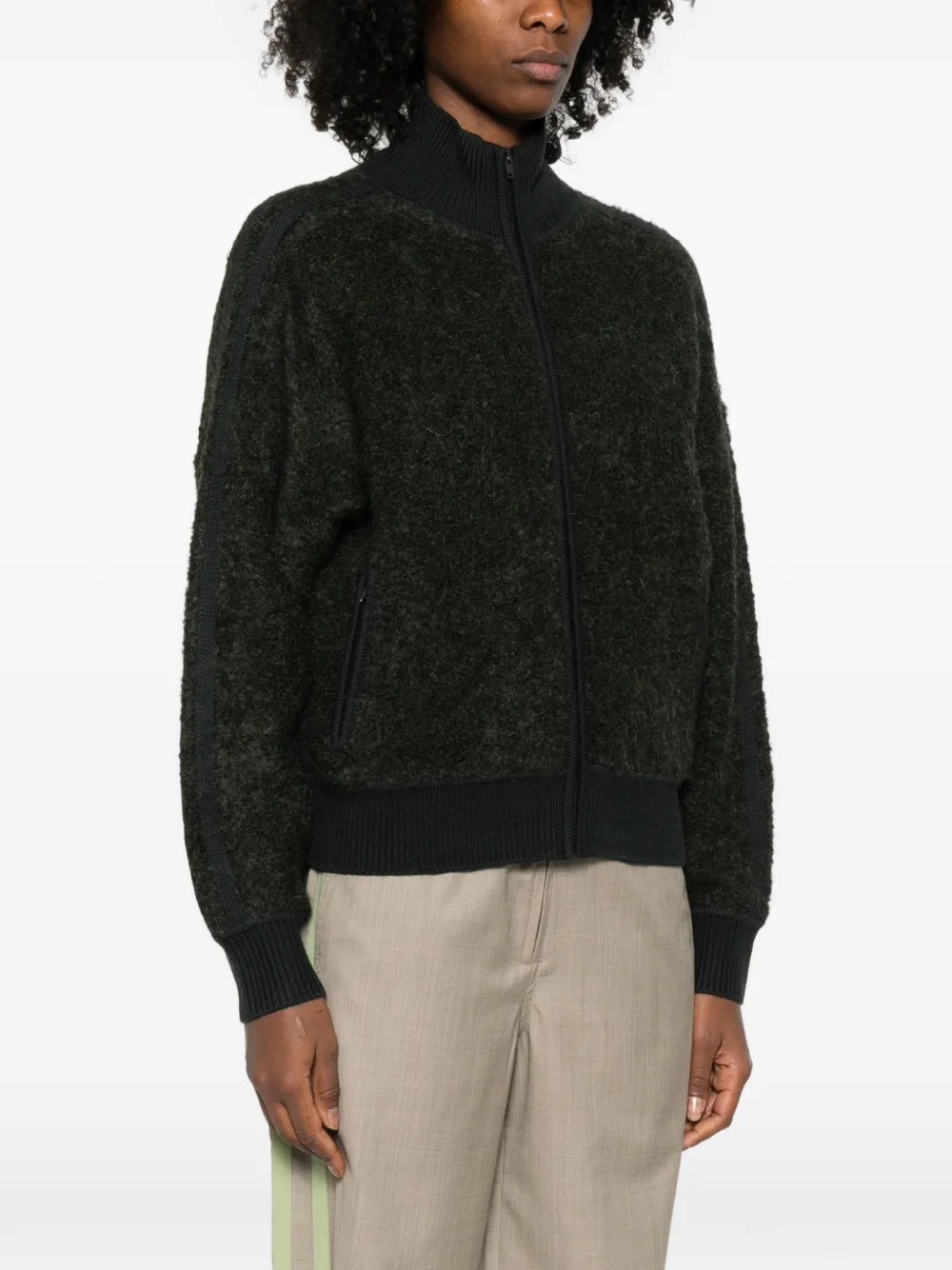  6397 Zip Shoulder Panel Sweater - Green 