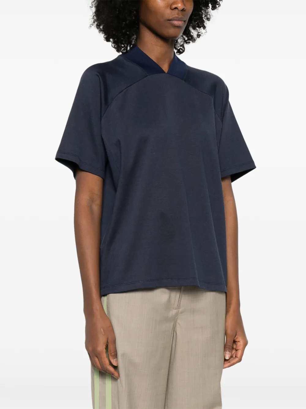  6397 Panelled Collar T-shirt - Blue 