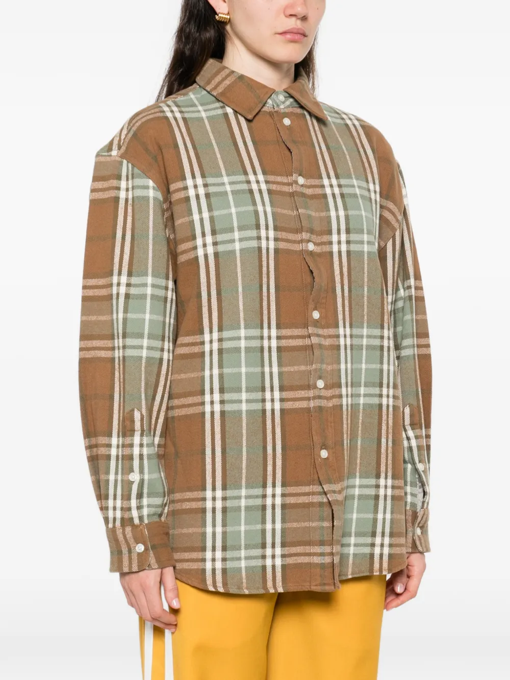  6397 Big Check Button-down Shirt - Brown 