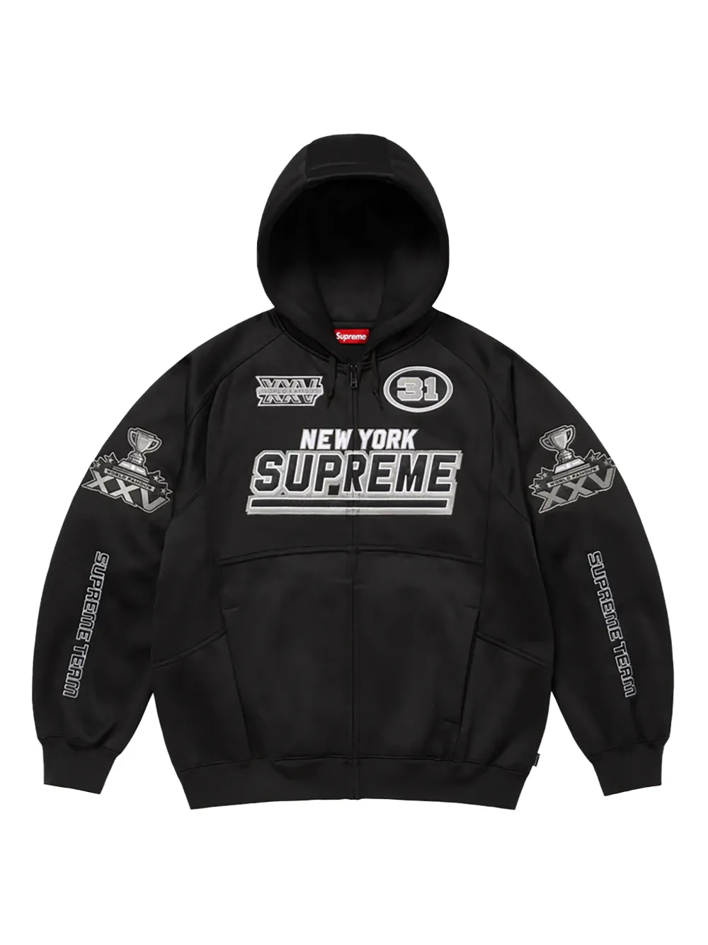 Supreme Kapuzenjacke mit Logo-Patch - Schwarz