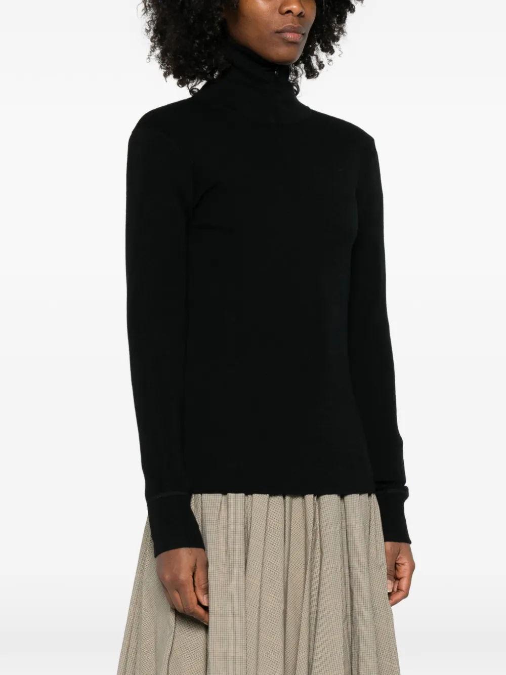  6397 Zip-up Collar Sweater - Black 
