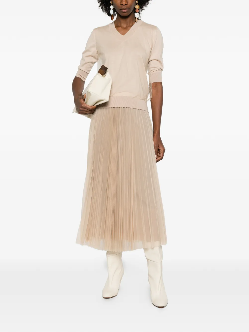 Fabiana Filippi pleated tulle skirt - Beige
